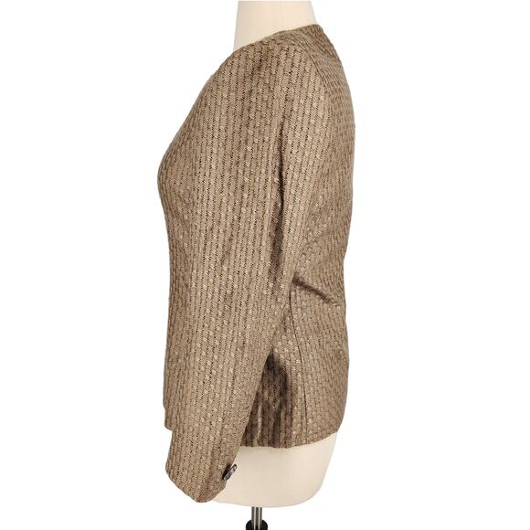 Vintage Ann May Worsted Silk Gold Black Shimmer Blazer Womens Size 12 - Picture 3 of 6